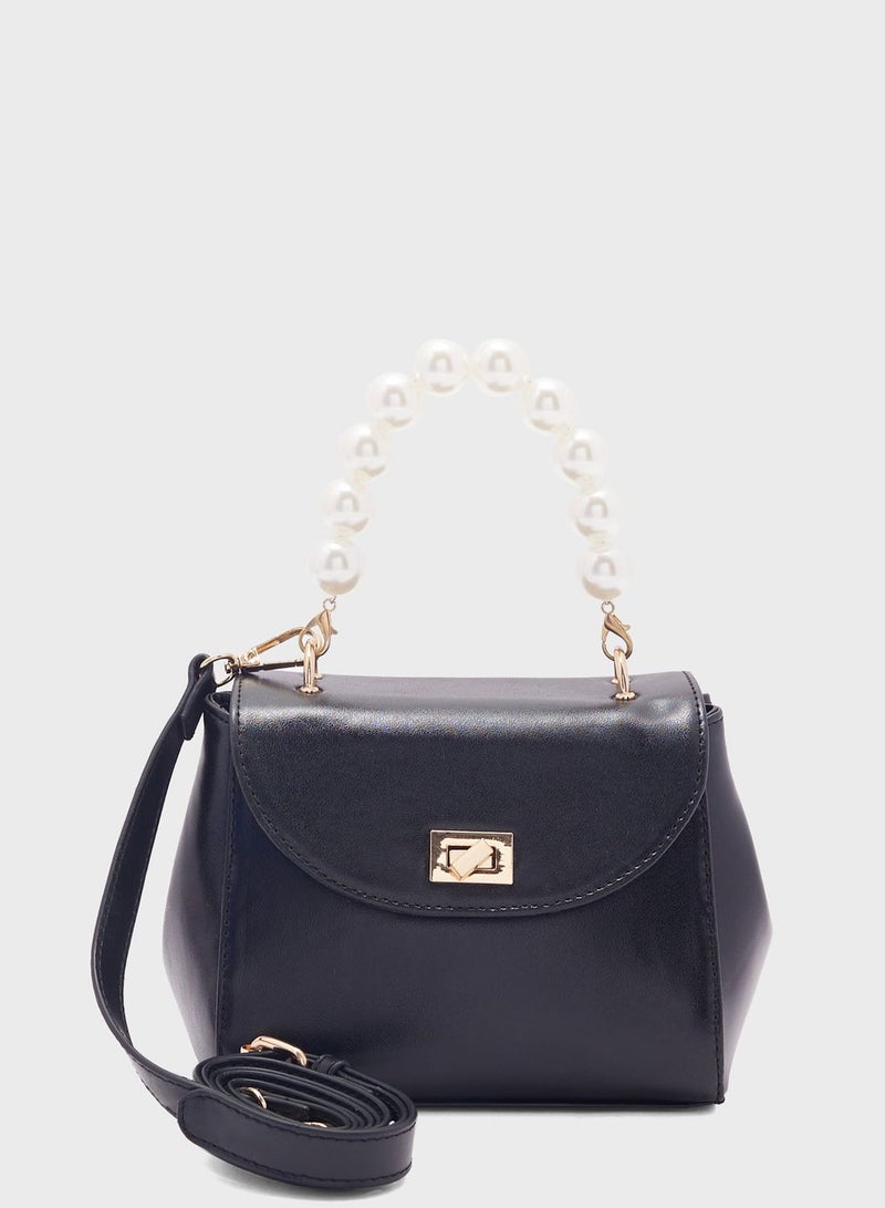 Satchel Bag With Pearl Handle