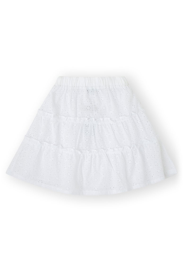 Soft and Comfortable Casual Mini Flared Skirt for Girls White with an Elastic Waistband