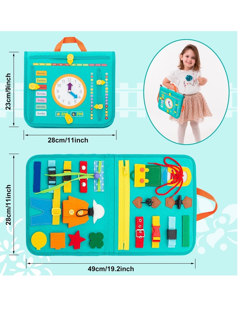 Busy Board DIY Portable Felt Dressing Buckle Learning Board Early Learning Sensory Educational Toys for 1 2 3 4 Years Old Boys and Girls Preschoolers