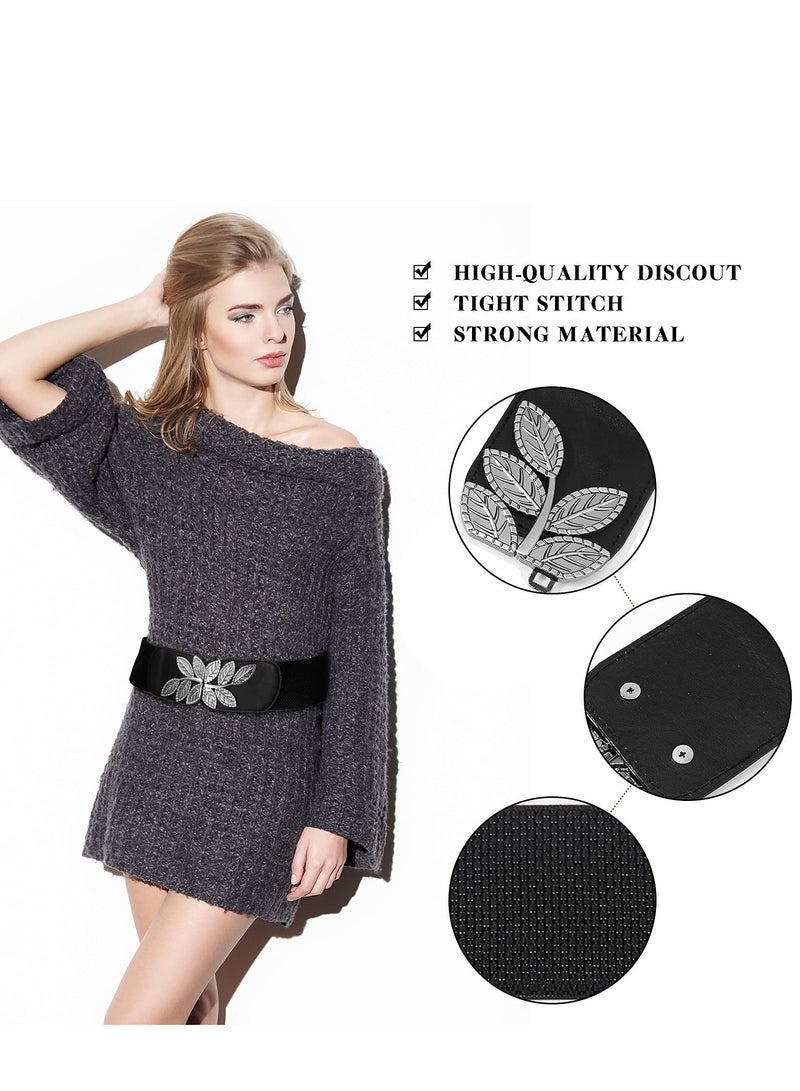 Women Belt, Vintage Wide Version of The Elastic Plastic Waist Belt PU Leather Versatile Waist Seal for Women Daily with Dresses Jackets Dresses Festivals, Etc. (3 Pieces)