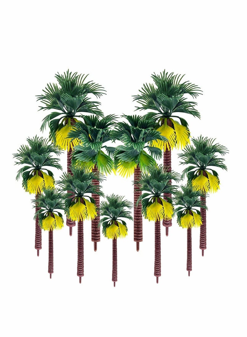 16 Pcs Coconut Palm Tree Models, Plastic Palm Trees Miniature Garden Tree Plant Ornaments