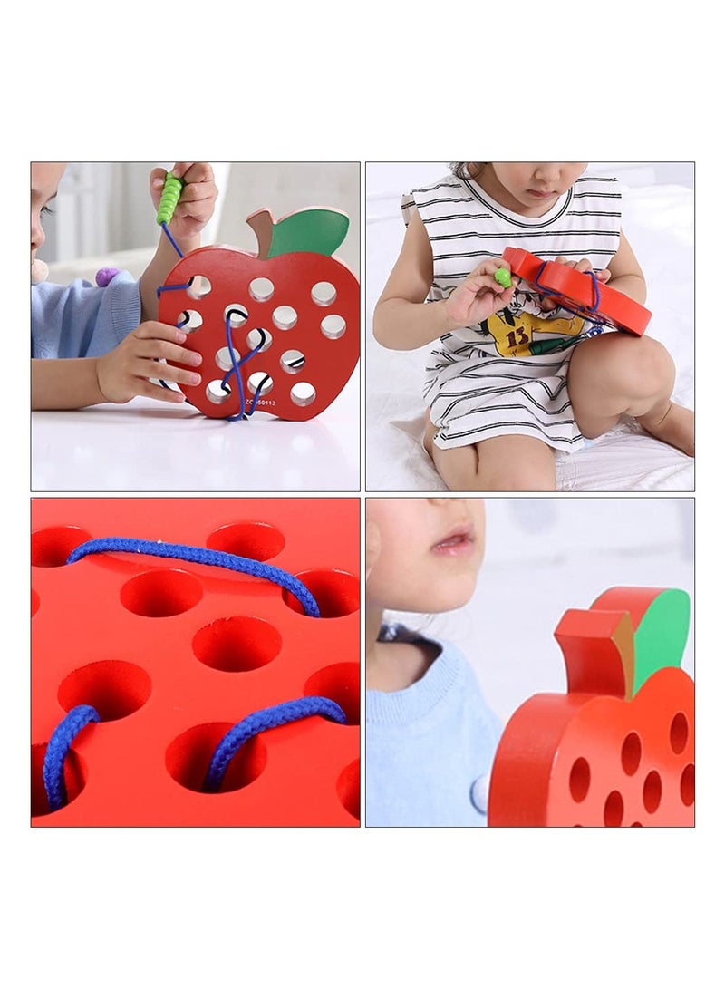 2pcs Wooden Threading Toys  Wood Lacing Toys Pineapple Educational Learning Fine Motor Skill Toys for Kids Boys and Girls