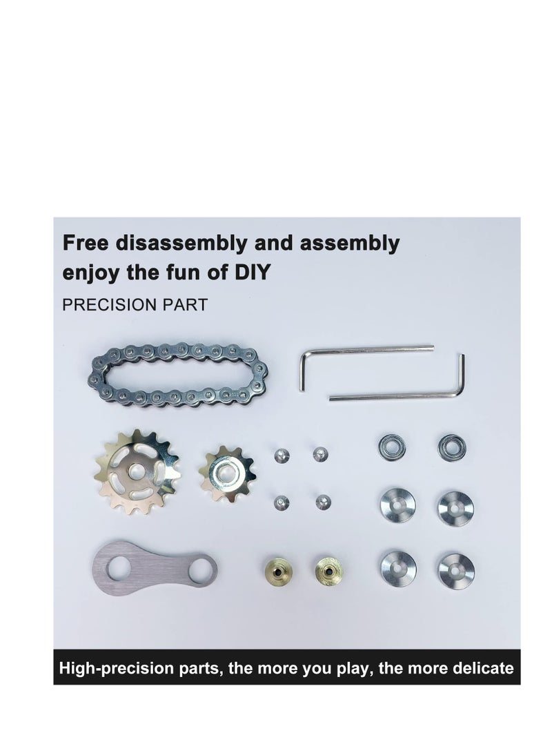 Bike Chain Gear Fidget Spinner, Metal Sprocket Chain Fidget Toy Stress Anxiety Relief Fidget Toy Focus Finger Spinning Toy Stainless Steel Sensory Bearings EDC Novelty Toy Golden Plating Sprocket