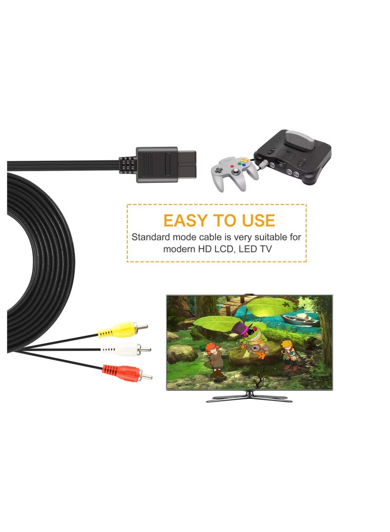 4 Pack 6Ft AV Cable N64 AV Cable Composite Retro Audio Video Standard Cord for Nintendo 64 TV Game, SNES, Gamecube, GC