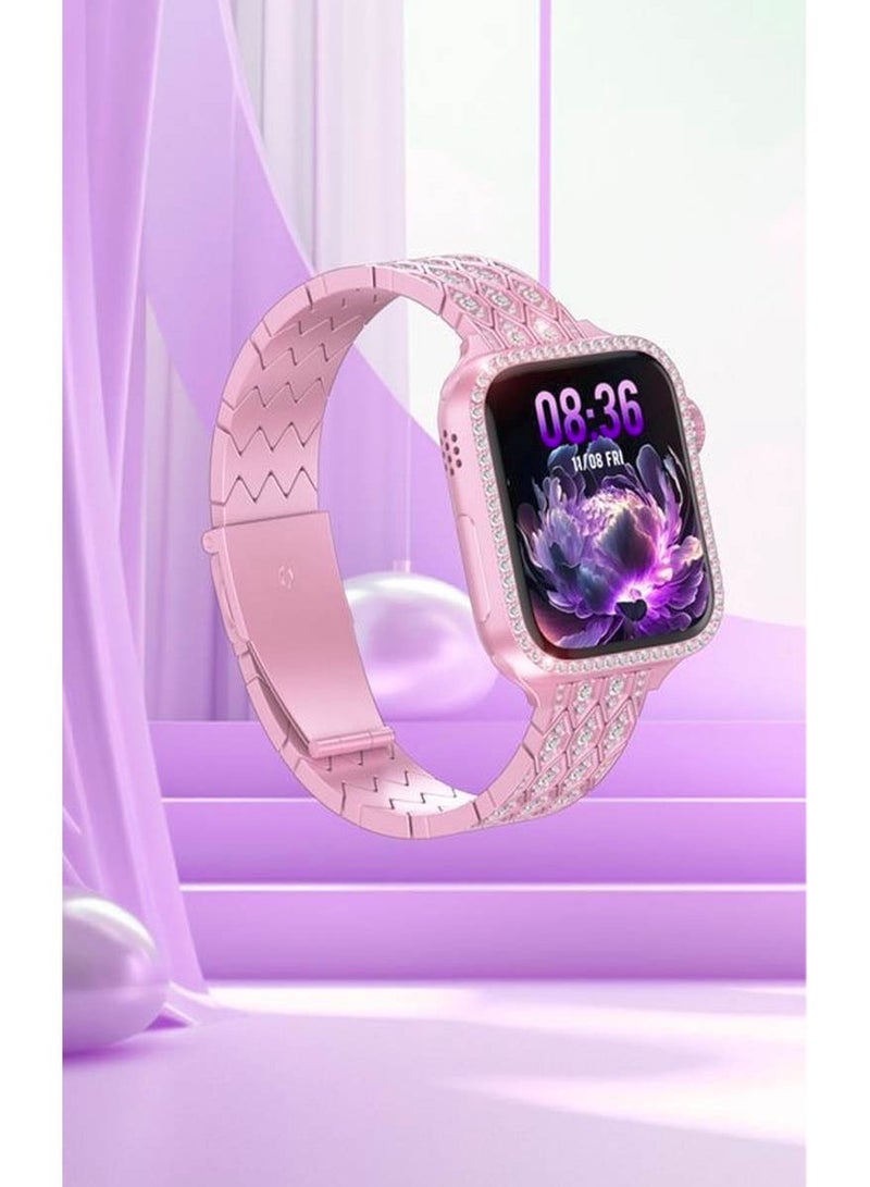 Modio MW16 Mini Pink Edition Ladies Smart Watch with 36mm Display with 2 Pair Strap and Bracelet