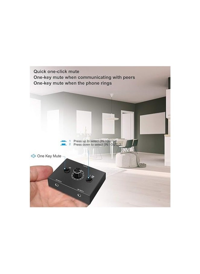 3.5mm Audio Selector Audio Switcher, Speaker Switch, Aux Switch Box, Ab Switcher Selector, Bi-Directional, No Need to Connect the Power, for Music Hobbies(3.5mm 1in-2out/2in-1out)
