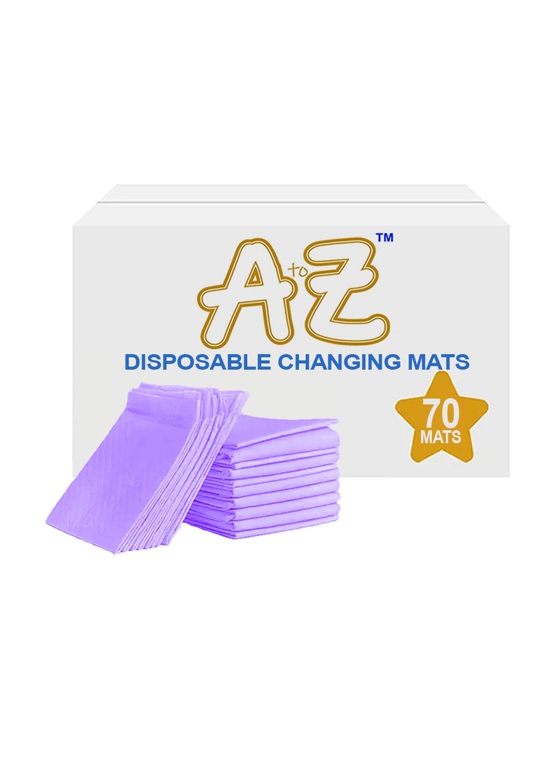 A to Z - Disposable Changing Mat size (45cm x 60cm) Large- Premium Quality for Baby Soft Ultra Absorbent Waterproof - Large Pack of 70 - Lavender
