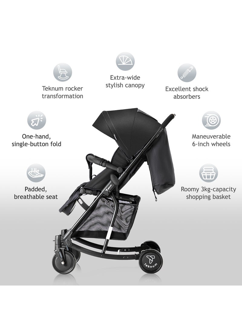 Teknum Stroller With Rocker with Red Fashion Diaper tote Bag- Black