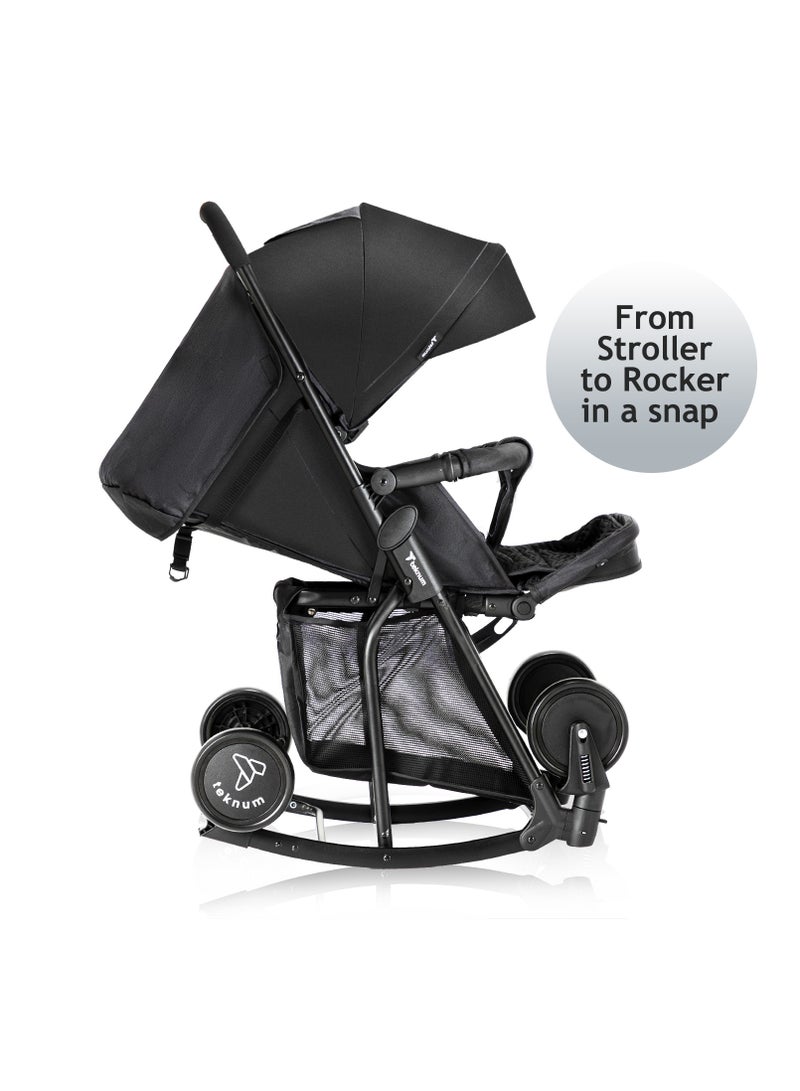 Teknum Stroller With Rocker with Red Fashion Diaper tote Bag- Black