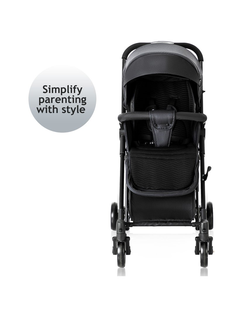 Teknum Stroller With Rocker with Blue Styler Fashion Diaper Bag- Black