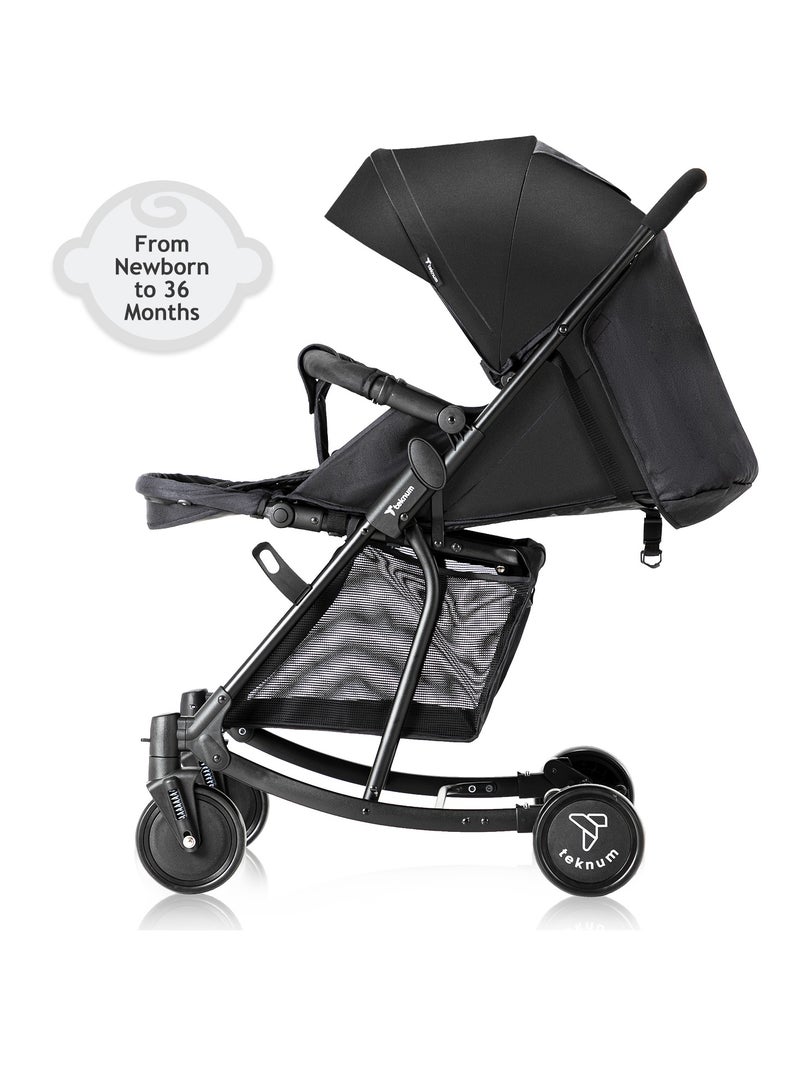 Teknum Stroller With Rocker with Blue Styler Fashion Diaper Bag- Black