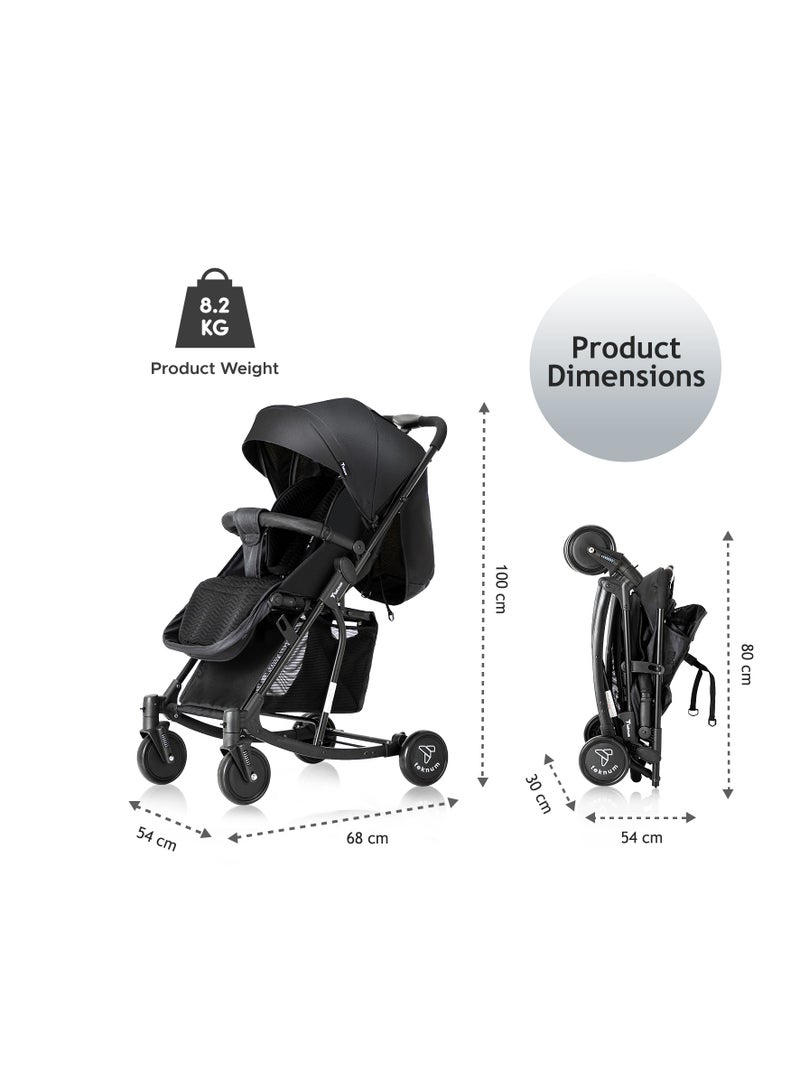 Teknum Stroller With Rocker with Blue Styler Fashion Diaper Bag- Black