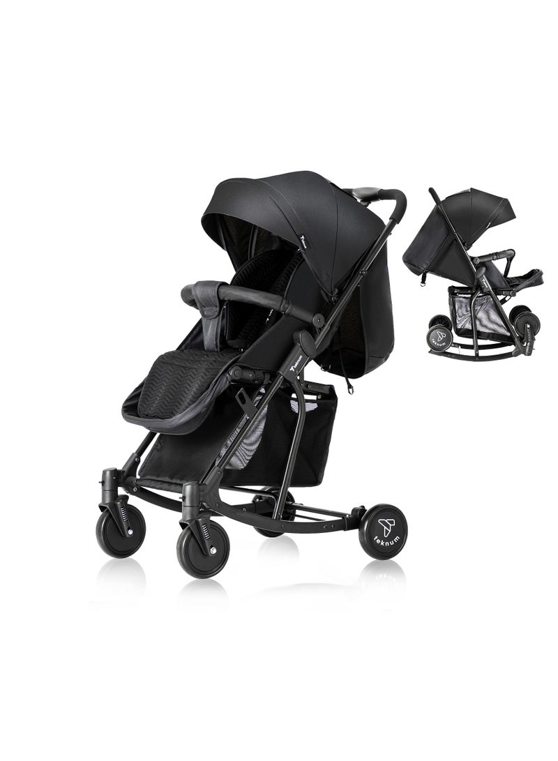 Teknum Stroller With Rocker with Blue Styler Fashion Diaper Bag- Black