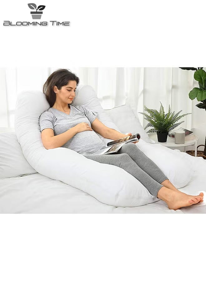 Pregnant Woman U Shaped Pillow To Support Waist Side Sleep Side Lying Abdominal Support   White  130 X 70cm