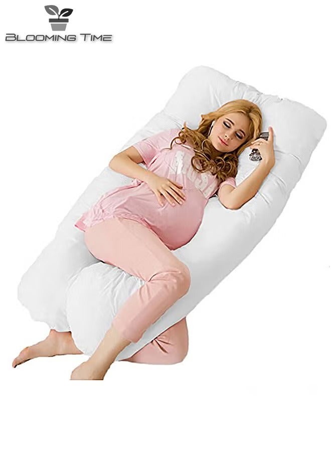 Pregnant Woman U Shaped Pillow To Support Waist Side Sleep Side Lying Abdominal Support   White  130 X 70cm