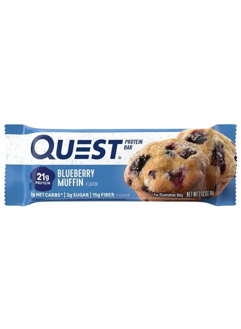 Quest Nutrition Blueberry Muffin Protein Bars, High Protein, Low Carb, Gluten Free, Keto Friendly 1 Count