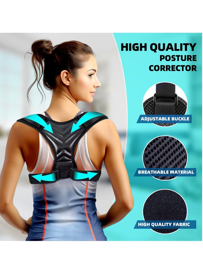 Unisex Adjustable Back Brace - Posture Corrector for Men & Women, Neck & Shoulder Pain Relief, Ideal for Office Home Gym - M Size