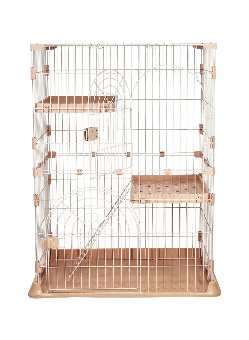 Large cat cage, 2-tier pet cage with 2 large doors with mobile spring door lock, Cat ladder, and 2 large widened floors, Strong quality cage, suitable for multiple cats, and Easy to assemble. (Pink)