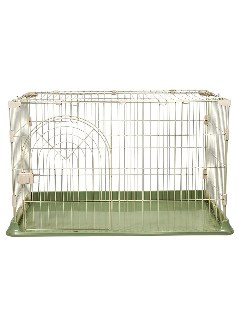 Indoor cat cage with Base widening buckle and door with push-pull switch, Thickened metal wire, Arched door design, Suitable for multiple cats, Easy to assemble and fordable cage (Green)