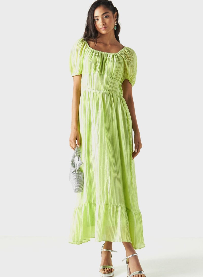 Tiered Maxi Dress With Balloon Sleeves