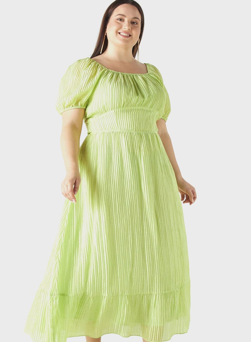 Tiered Maxi Dress With Balloon Sleeves