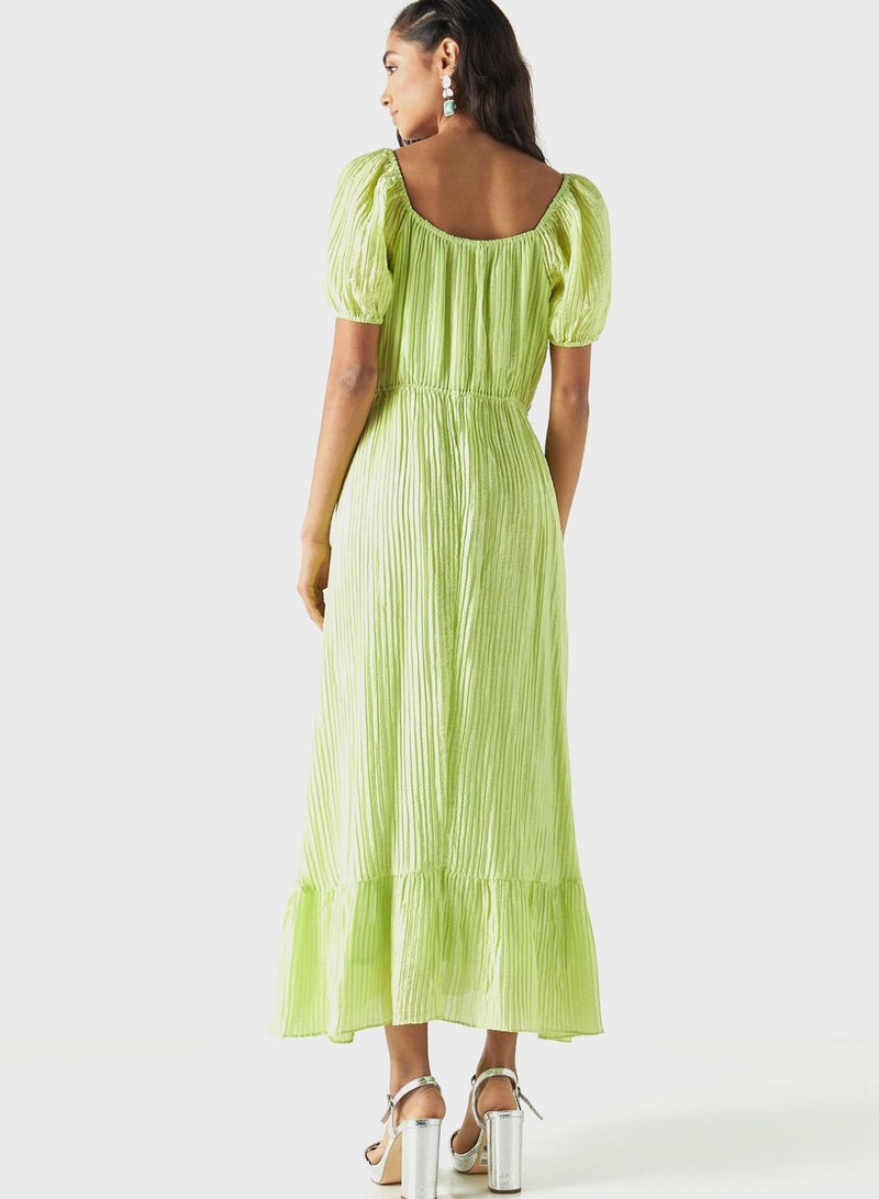 Tiered Maxi Dress With Balloon Sleeves