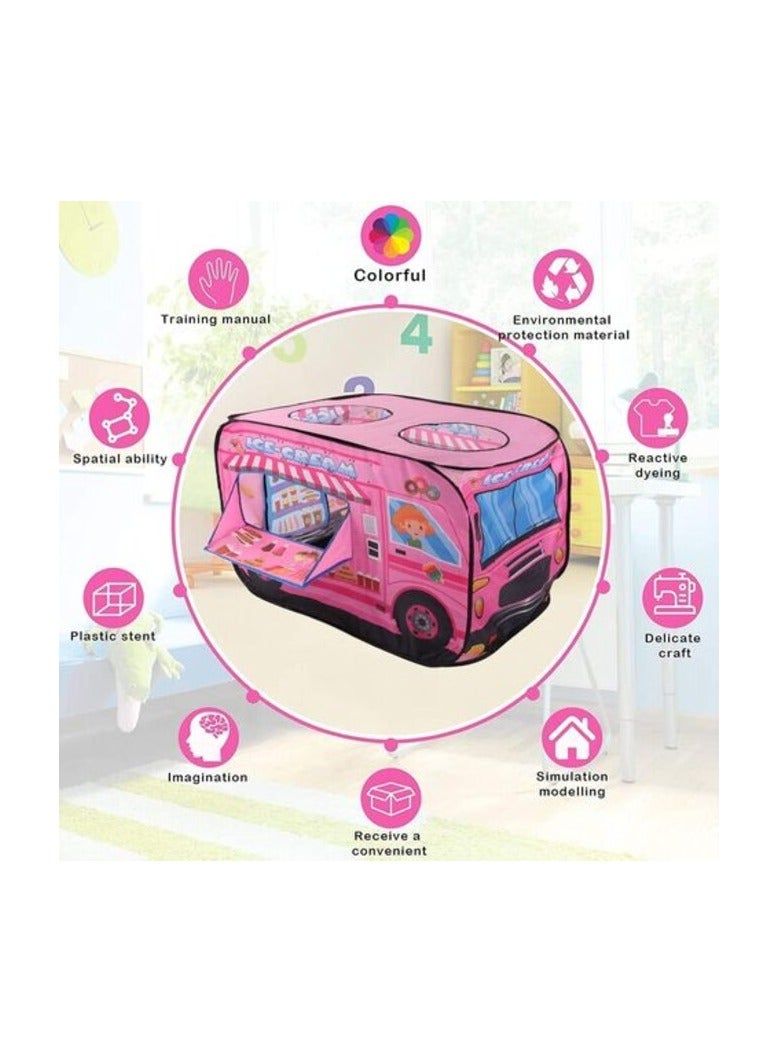 Kids Play Tent 2-4 Kids Open in Seconds Easy to Store Portable Ice Cream Truck Pop Up Play Tent Indoor Outdoor