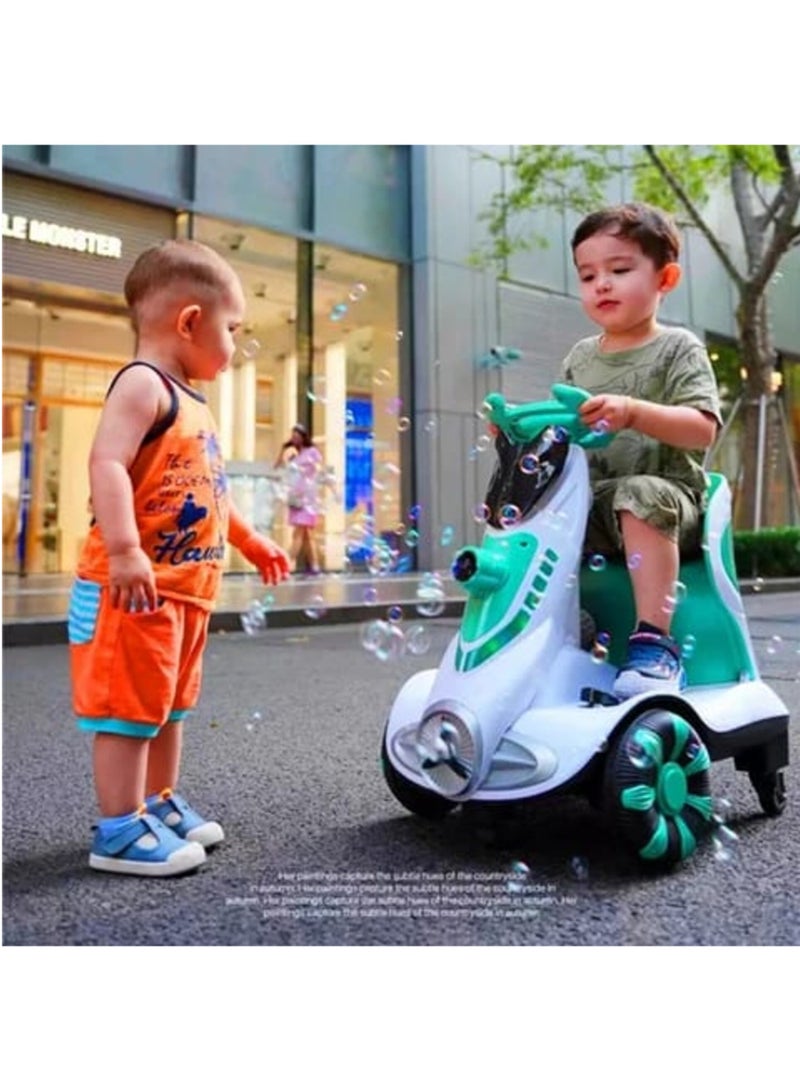 Electric Vehicles, Kids Ride Car with Automatic Bubble Function, Children's Electric Car, Push and Ride Racers with Music, LED Lights, Max Weight