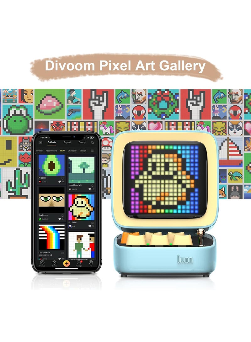 Divoom Ditoo Plus Retro Pixel Art Game Bluetooth Speaker - Blue