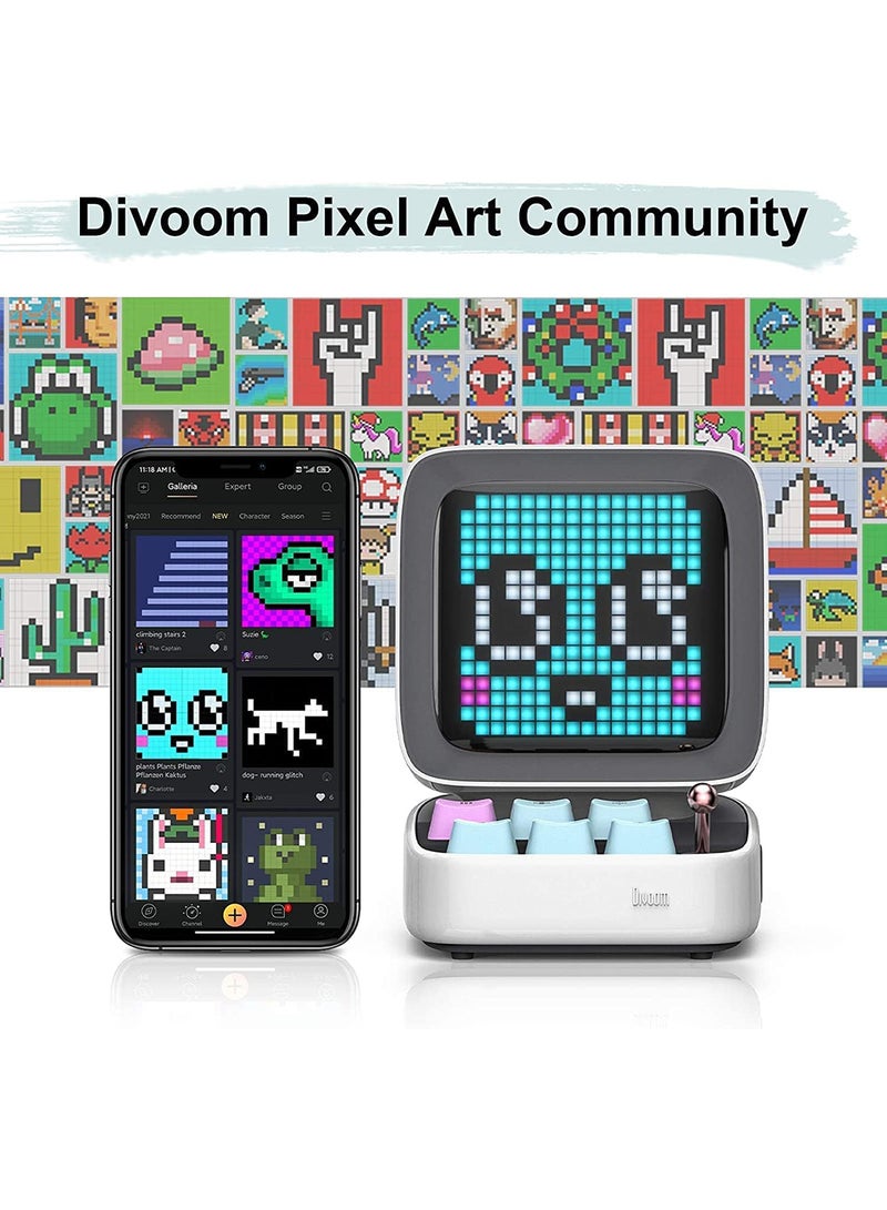 Divoom Ditoo Plus Retro Pixel Art Game Bluetooth Speaker -  White
