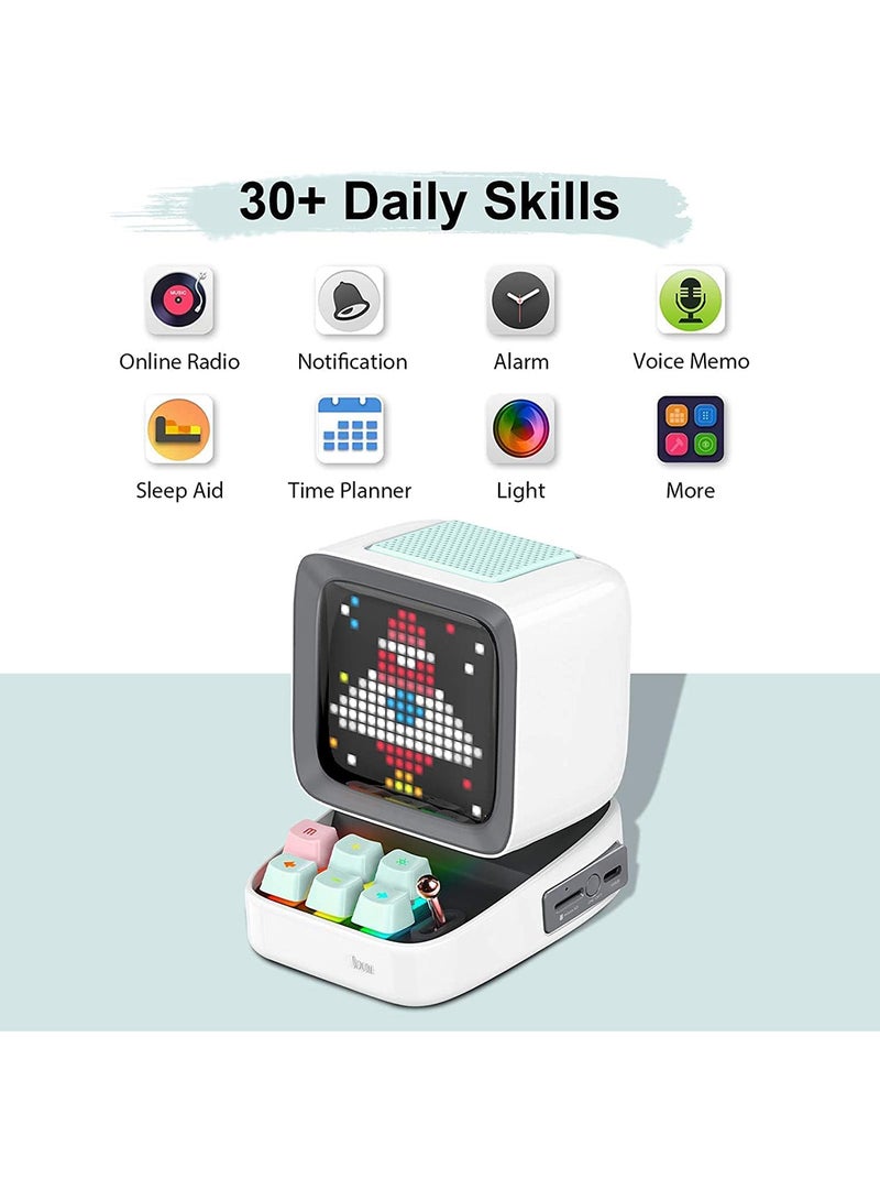 Divoom Ditoo Plus Retro Pixel Art Game Bluetooth Speaker -  White
