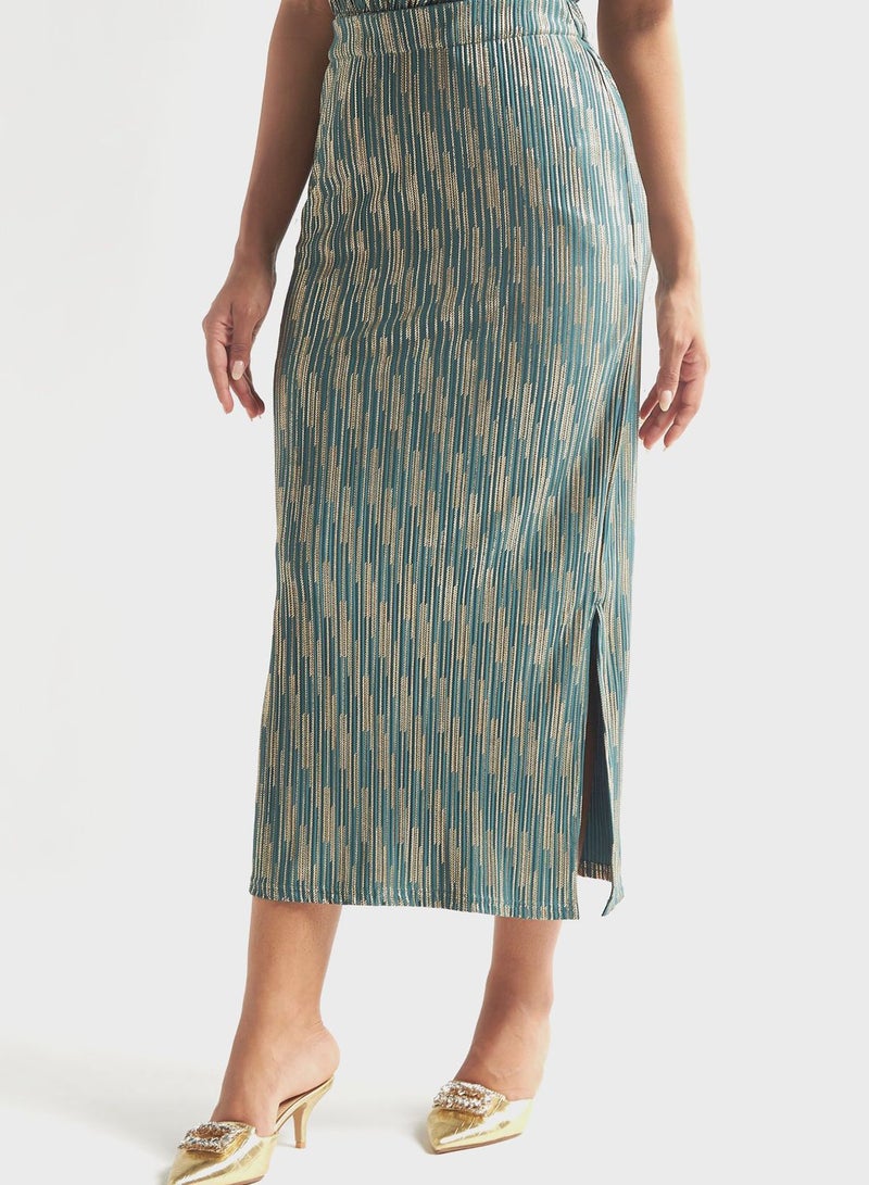 Side Slit Printed Skirt