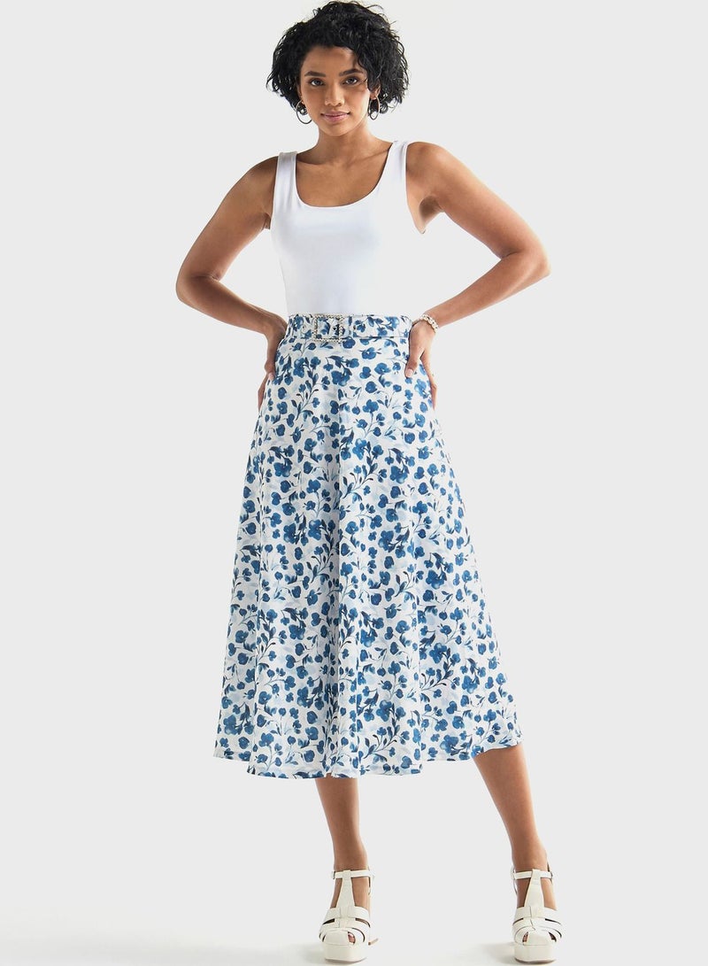 Floral Print Tiered Skirt