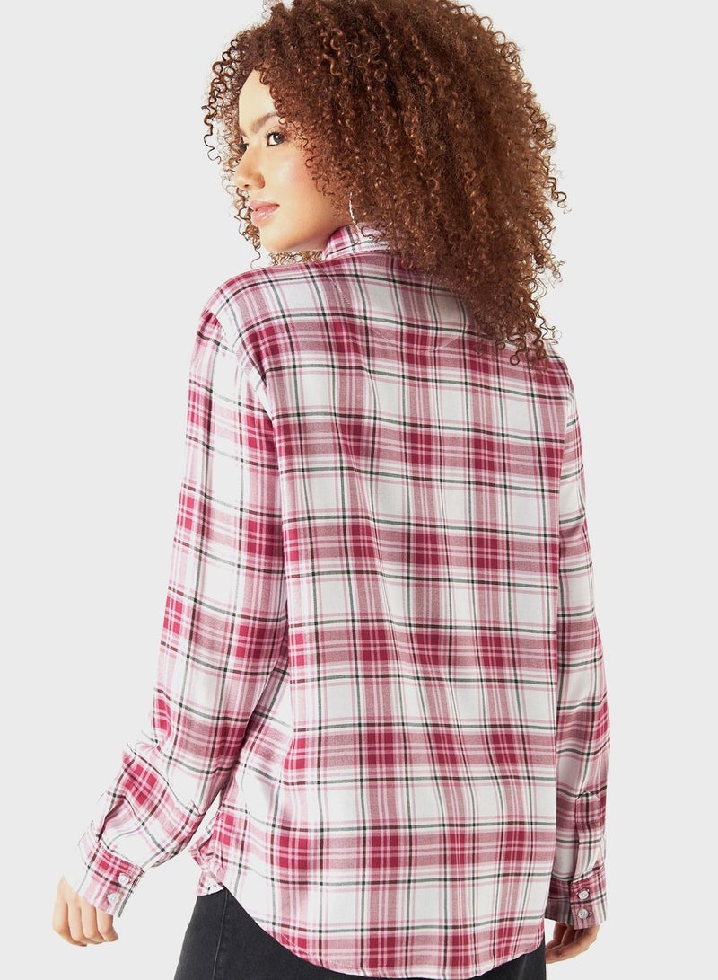 Checked Pocket Detail Shirt