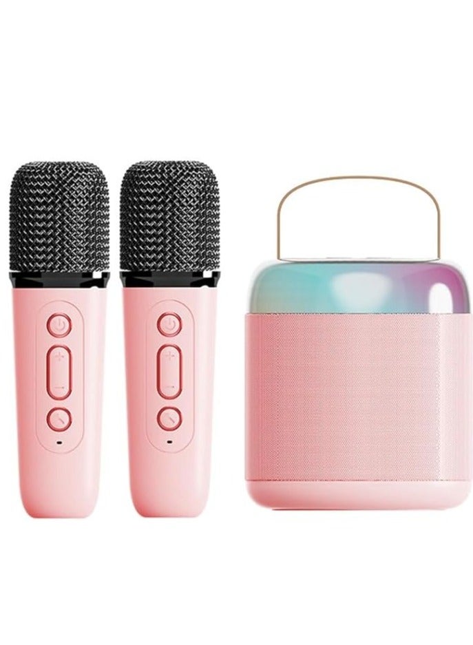 Home Portable Bluetooth Stereo Speaker Small Outdoor Karaoke Audio With 2 Mics 360 Degree Sound Effect, RGB Lights, Upto 10 Hours Battery Life IPX5 Water Resistant.