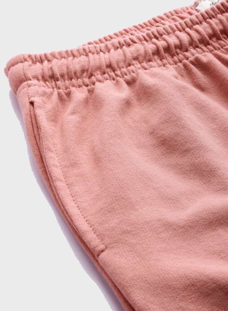 Drawstring Elasticated Waistband Mid-Rise Track Pants Dusty Pink