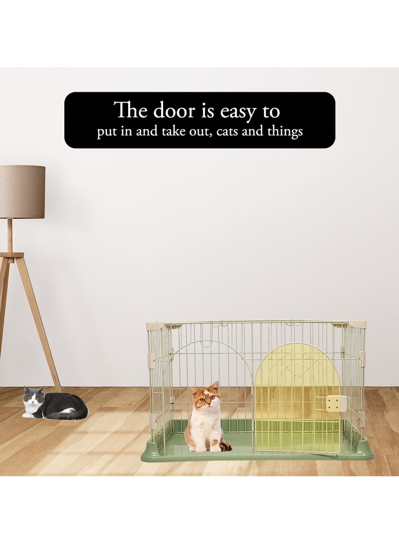 Cat cage with arched door design, Indoor cat cage with Spring door lock, Durable & strong quality cage, Easy to assemble, Suitable for multiple cats, Portable and fordable cage (Green)