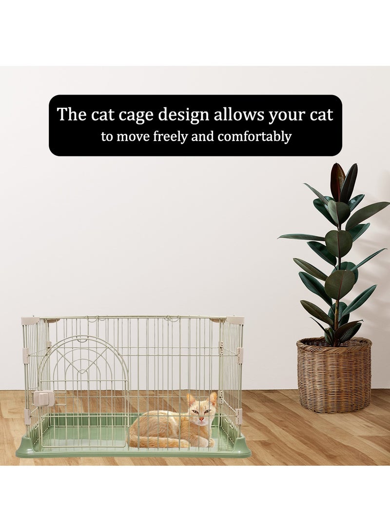 Cat cage with arched door design, Indoor cat cage with Spring door lock, Durable & strong quality cage, Easy to assemble, Suitable for multiple cats, Portable and fordable cage (Green)