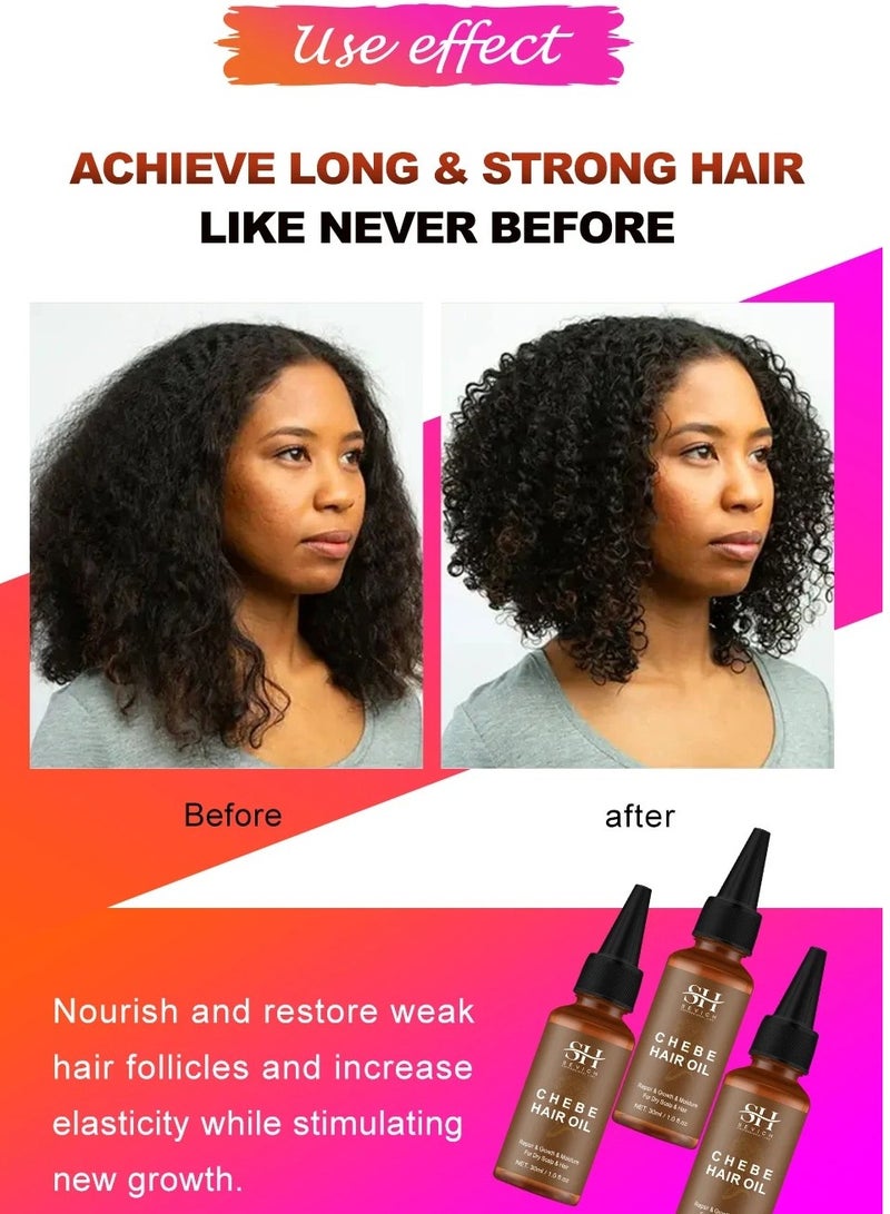 Natural Chebe Hair Oil, 100% Natural Hair Growth Oil, Anti Hair Loss Chebe Hair Serum, Chebe Traction Alopecia Thicken Oil To Mosturize And Repair Damaged Hair, (Hair Oil+Hair Butter)