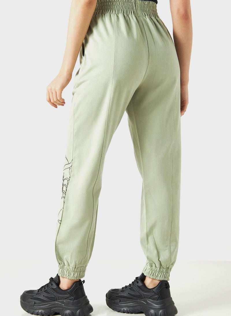 Graphic High Waist Sweatpants