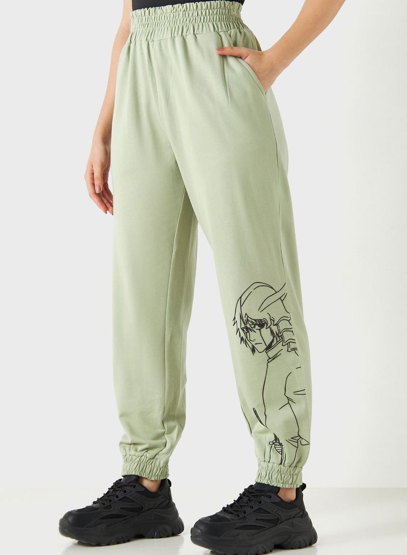 Graphic High Waist Sweatpants