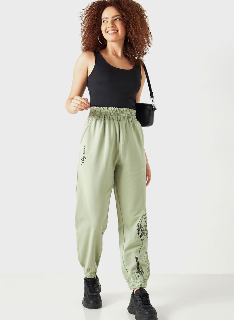 Graphic High Waist Sweatpants