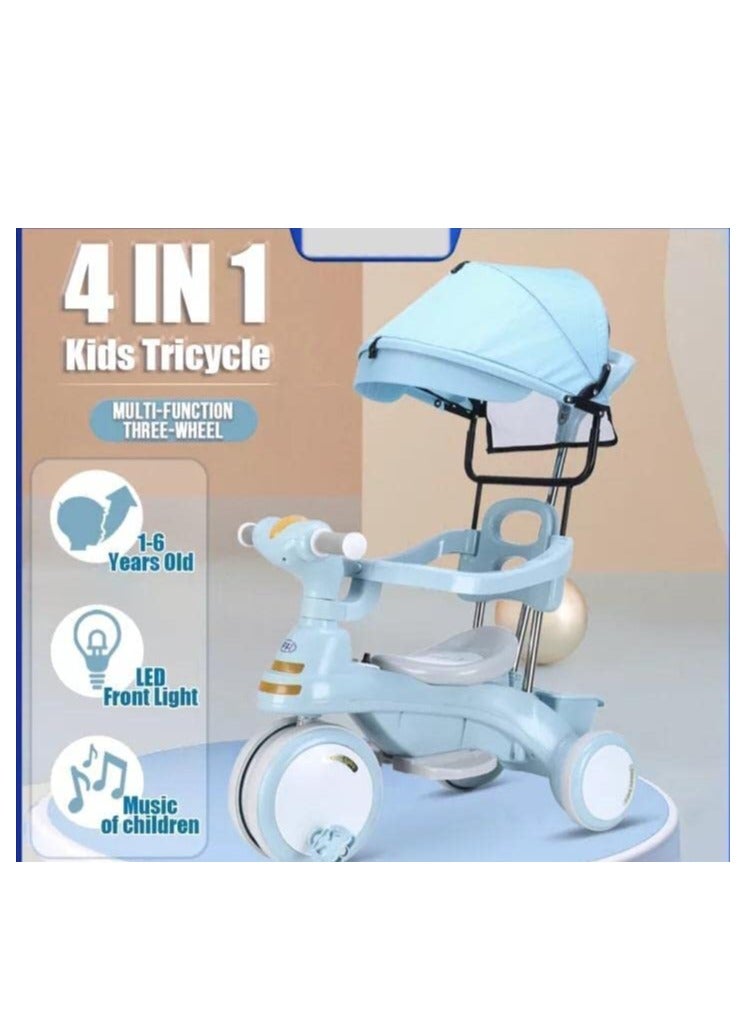 Blue Tricycle for Kids Dual Storage Basket & Parental Push Handle Kids Tricycle for Baby Cycle for Kids 2 to 5 Years Boy Girl