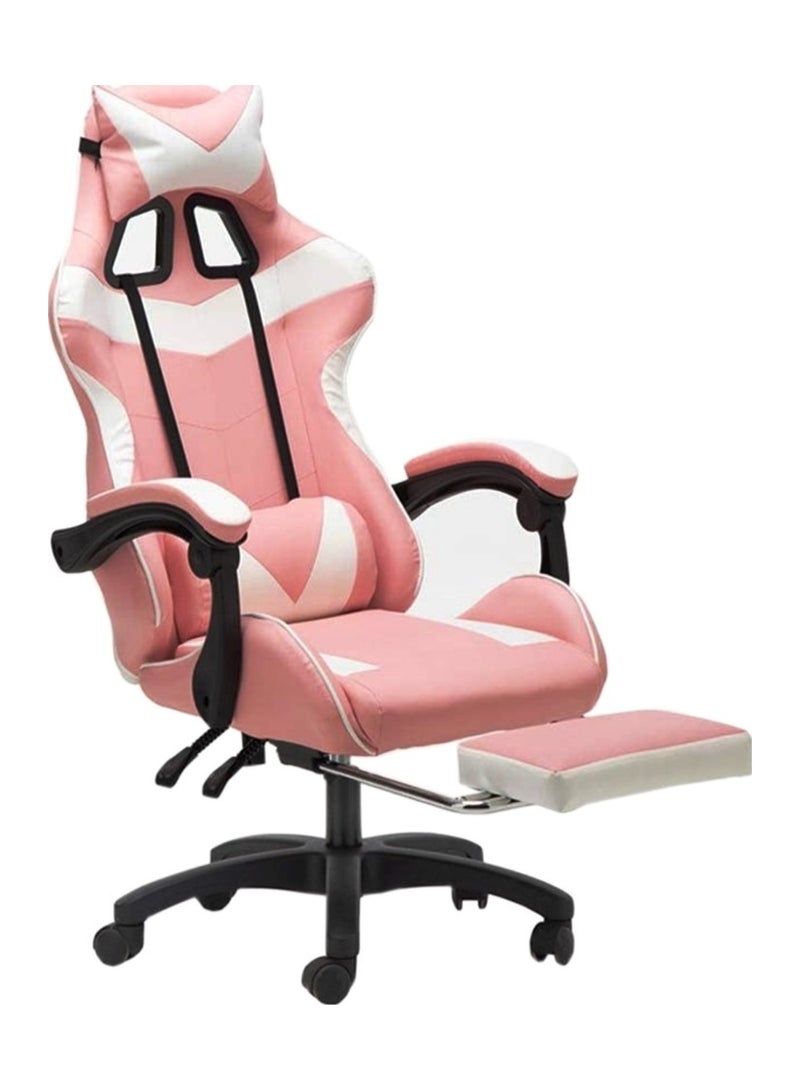 Ergonomic Gaming Chair Heavy Duty Office Throne with Headrest Armrest and Footrest Pink