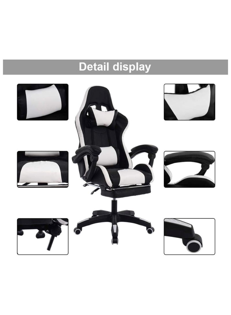 Ergonomic Gaming Chair Heavy Duty Office Throne with Headrest Armrest and Footrest Black