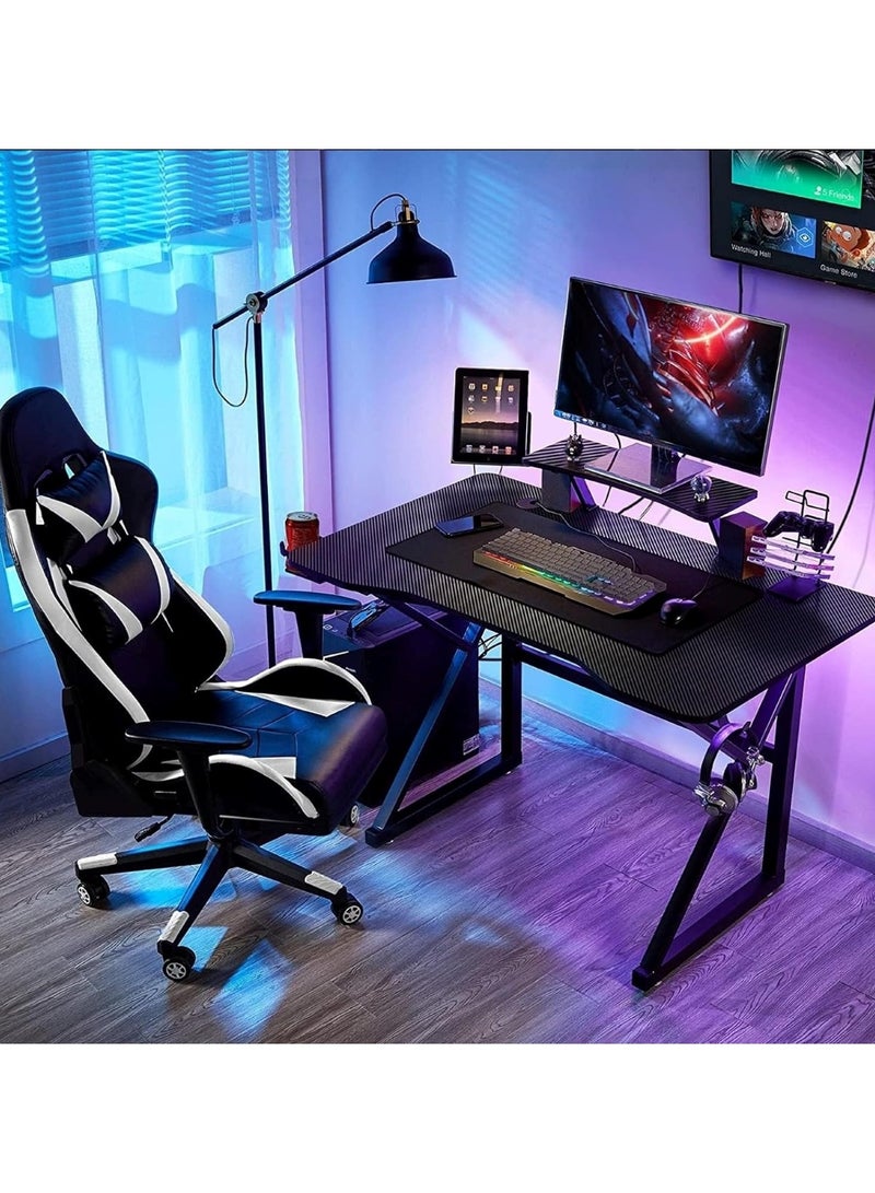 Ergonomic Gaming Chair Heavy Duty Office Throne with Headrest Armrest and Footrest Black