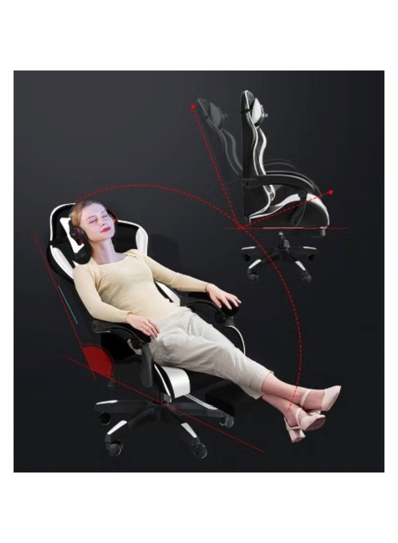 Ergonomic Gaming Chair Heavy Duty Office Throne with Headrest Armrest and Footrest Black