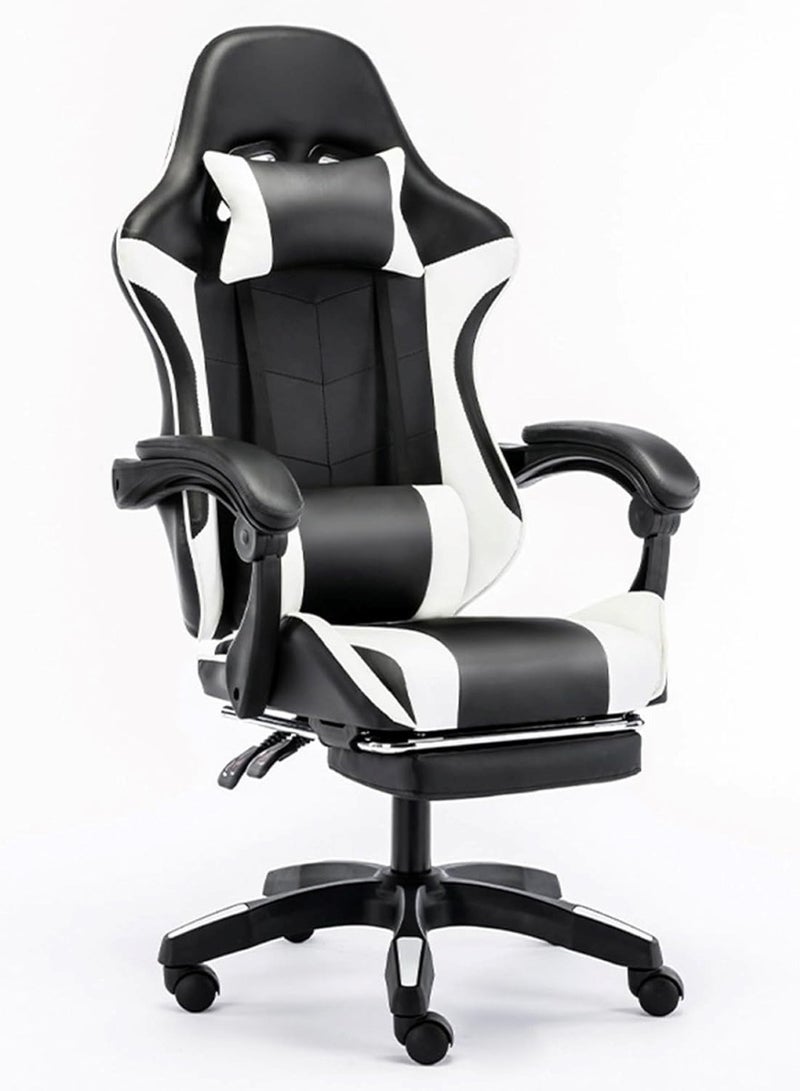 Ergonomic Gaming Chair Heavy Duty Office Throne with Headrest Armrest and Footrest Black