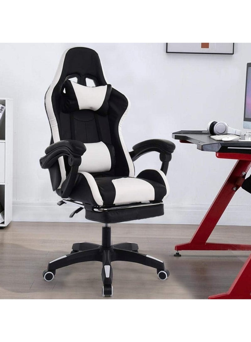 Ergonomic Gaming Chair Heavy Duty Office Throne with Headrest Armrest and Footrest Black
