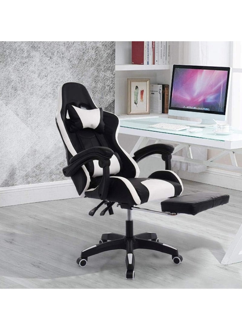 Ergonomic Gaming Chair Heavy Duty Office Throne with Headrest Armrest and Footrest Black
